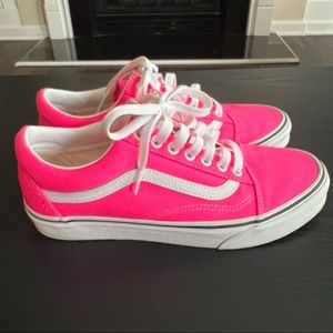 Neon Pink Vans Mens 6.5, Womens 9